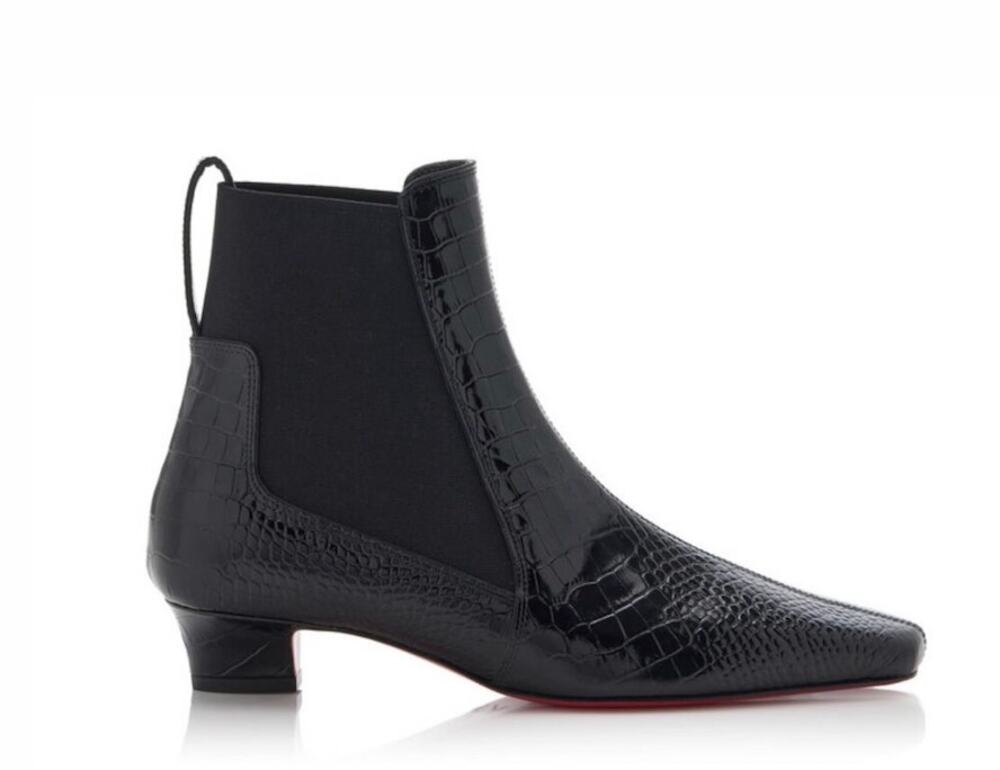 Christian Louboutin Promidavol 35mm Croc Effect Black Leather Chelsea Boot